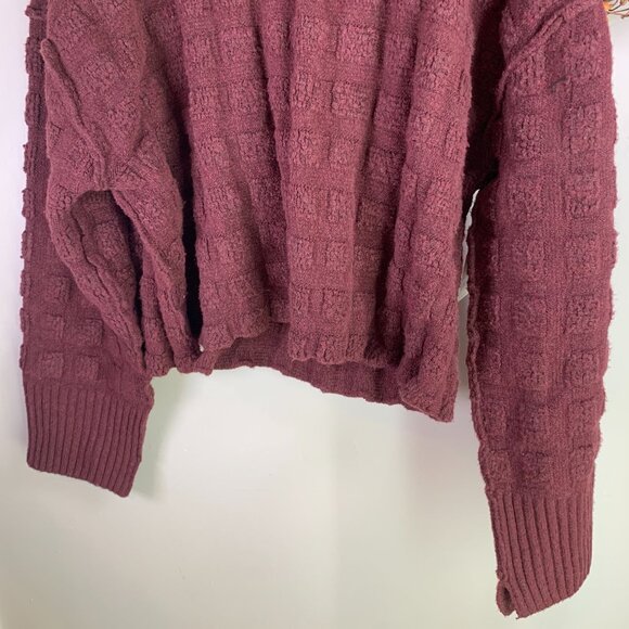 Free People OB1818530 Care Soul Searcher Mock Neck Sweater MEDIUM in Wine Heathe - Picture 3 of 9